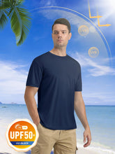 Load image into Gallery viewer, MAGCOMSEN Men's UPF 50+ Short Sleeve T-Shirt – Lightweight Breathable Active Shirt | Navy
