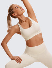 Load image into Gallery viewer, CRZ YOGA Women's Strappy Sports Bras Fitness Workout Padded Yoga Criss Cross Back Cami White Apricot
