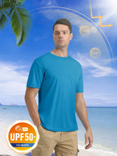 Load image into Gallery viewer, Mens Sun Shirts Quick Dry T-Shirt Short Sleeve Running Shirt Sun Protection UPF 50 Summer Crew Neck UV Shirts Blue Green
