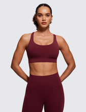 Load image into Gallery viewer, CRZ YOGA Women's Strappy Sports Bras Fitness Workout Padded Yoga Criss Cross Back Cami Red Merlot
