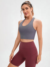Load image into Gallery viewer, JOYSPELS Sports Bras for Women Extra Comfort Criss-Cross Back Padded Workout Tops for Women Medium Support Grey
