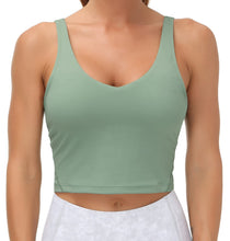 Load image into Gallery viewer, Women’s Longline Sports Bra Wirefree Padded Medium Support Yoga Bras Gym Running Workout Tank Tops (Jasmine Green)

