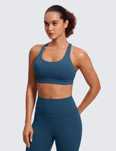 Load image into Gallery viewer, CRZ YOGA Women's Strappy Sports Bras Fitness Workout Padded Yoga Criss Cross Back Cami French Navy
