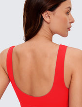 Load image into Gallery viewer, CRZ YOGA Butterluxe Womens U Back Sports Bra - Scoop Neck Padded Low Impact Yoga Clothes Workout Crop Top with Built in Pads Deep Red
