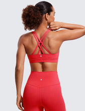 Load image into Gallery viewer, CRZ YOGA Women's Strappy Sports Bras Fitness Workout Padded Yoga Criss Cross Back Cami Crimson
