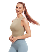 Load image into Gallery viewer, Natural Feelings Nudi Sports Bras for Women Removable Padded Yoga Tank Tops Sleeveless Fitness Workout Crop Tops Khaki

