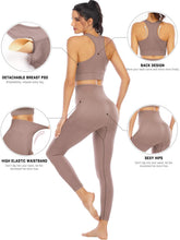Load image into Gallery viewer, NOVA ACTIVE Workout Sets for Women 2 Piece High Waisted Seamless Leggings with Padded Stretchy Sports Bra Sets Yoga Outfit Jogging Gym Clothes(NA007L- Lotus root purple)
