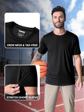 Load image into Gallery viewer, MAGCOMSEN Men's Athletic Short Sleeve Summer T-Shirt - Dry Fit &amp; Ultra Lightweight with UV Protection, Black, US Medium
