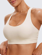 Load image into Gallery viewer, CRZ YOGA Women's Strappy Sports Bras Fitness Workout Padded Yoga Criss Cross Back Cami White Apricot
