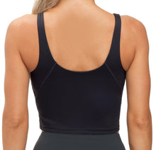 Load image into Gallery viewer, Women’s Longline Sports Bra Wirefree Padded Medium Support Yoga Bras Gym Running Workout Tank Tops (Black)
