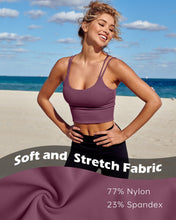 Load image into Gallery viewer, Everrysea Longline Sports Bra for Women Padded Workout Tank Tops Built in Bras Strappy Yoga Corp Top Camisole Dark Purple
