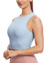 Load image into Gallery viewer, Natural Feelings Sports Bras for Women Removable Padded Yoga Tank Tops Sleeveless Fitness Workout Running Crop Tops Baby Blue
