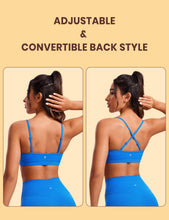 Load image into Gallery viewer, CRZ YOGA Butterluxe V-Neck Sports Bras for Women - Adjustable Thin Straps Padded Yoga Top Basic Wireless Camisole Sparkle Blue
