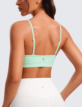 Load image into Gallery viewer, CRZ YOGA Butterluxe V-Neck Sports Bras for Women - Adjustable Thin Straps Padded Yoga Top Basic Wireless Camisole Mint Moment
