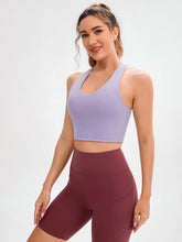 Load image into Gallery viewer, JOYSPELS Sports Bras for Women Extra Comfort Criss-Cross Back Padded Workout Tops for Women Medium Support Light Purple
