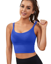 Load image into Gallery viewer, Everrysea Longline Sports Bra for Women Padded Workout Tank Tops Built in Bras Strappy Yoga Corp Top Camisole
