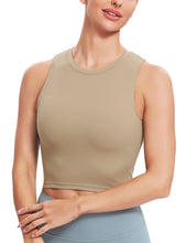 Load image into Gallery viewer, Natural Feelings Nudi Sports Bras for Women Removable Padded Yoga Tank Tops Sleeveless Fitness Workout Crop Tops Khaki
