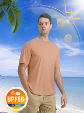Load image into Gallery viewer, Mens Short Sleeve T Shirts Dry Fit Shirts Summer T Shirts UV Protection UPF 50 Shirts Athletic Active T-Shirt Apricot
