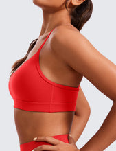 Load image into Gallery viewer, CRZ YOGA Butterluxe V-Neck Sports Bras for Women - Adjustable Thin Straps Padded Yoga Top Basic Wireless Camisole Deep Red
