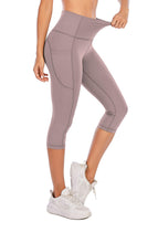 Load image into Gallery viewer, Steppe Naked Feeling High Waisted Yoga Pants Women's Workout Capris Leggings with Pockets Tummy Control Buttery Soft Running Compression Capris for Athletic Gym Exercise Fitness Grey Pink
