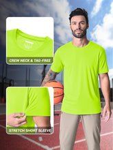 Load image into Gallery viewer, Short Sleeve Shirts for Men Sun Protection T-Shirts UPF 50+ Ultra Breathable Shirts Moisture Wicking Baselayer Casual Shirts Fluorescent Green

