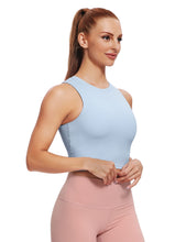Load image into Gallery viewer, Natural Feelings Sports Bras for Women Removable Padded Yoga Tank Tops Sleeveless Fitness Workout Running Crop Tops Baby Blue
