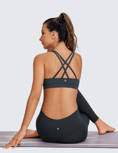 Load image into Gallery viewer, CRZ YOGA Women's Strappy Sports Bras Fitness Workout Padded Yoga Criss Cross Back Cami Melanite
