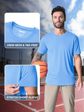 Load image into Gallery viewer, MAGCOMSEN Men's UPF 50+ Short Sleeve T-Shirt – Lightweight Moisture Wicking Active Shirt | Sky Blue
