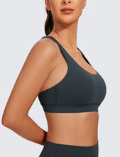 Load image into Gallery viewer, CRZ YOGA Women's Strappy Sports Bras Fitness Workout Padded Yoga Criss Cross Back Cami Melanite
