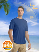 Load image into Gallery viewer, Mens Short Sleeve T Shirts UPF 50+ Shirt Sun Protection T-Shirts Rash Guards Gym Shirts Workout Quick Dry T-Shirt Blue Grey
