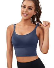 Load image into Gallery viewer, Everrysea Longline Sports Bra for Women Padded Workout Tank Tops Built in Bras Strappy Yoga Corp Top Camisole
