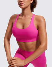 Load image into Gallery viewer, CRZ YOGA Women's Strappy Sports Bras Fitness Workout Padded Yoga Criss Cross Back Cami Hibiscus Purple
