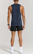Load image into Gallery viewer, Project Titan Men's Drop Arm Tank Top – Cut Off Sleeveless Gym Shirt for Weightlifting &amp; Bodybuilding in Oxford Blue
