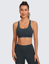 Load image into Gallery viewer, CRZ YOGA Women's Strappy Sports Bras Fitness Workout Padded Yoga Criss Cross Back Cami Melanite
