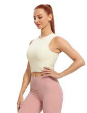 Load image into Gallery viewer, Natural Feelings Nudi Sports Bras for Women Removable Padded Yoga Tank Tops Sleeveless Fitness Workout Crop Tops Ivory White
