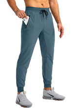 Load image into Gallery viewer, Pudolla Men's Lightweight Tapered Jogger Pants with Zip Pockets – Quick-Dry Athletic Running Joggers in Blue Purple
