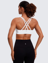Load image into Gallery viewer, CRZ YOGA Women's Strappy Sports Bras Fitness Workout Padded Yoga Criss Cross Back Cami White

