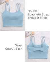 Load image into Gallery viewer, Everrysea Longline Sports Bra for Women Padded Workout Tank Tops Built in Bras Strappy Yoga Corp Top Camisole
