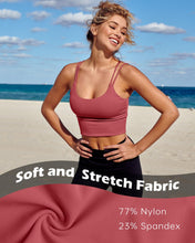 Load image into Gallery viewer, Everrysea Longline Sports Bra for Women Padded Workout Tank Tops Built in Bras Strappy Yoga Corp Top Camisole Rose
