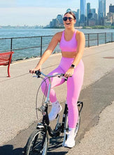Load image into Gallery viewer, WodoWei Women 2 Piece Workout Outfits Sports Bra Seamless Leggings Yoga Gym Activewear Set(YO610-Sorbet Pink Marl)
