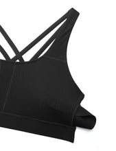 Load image into Gallery viewer, CRZ YOGA Women's Strappy Sports Bras Fitness Workout Padded Yoga Criss Cross Back Cami Black
