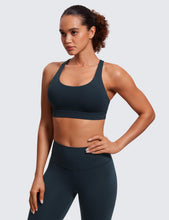Load image into Gallery viewer, CRZ YOGA Women's Strappy Sports Bras Fitness Workout Padded Yoga Criss Cross Back Cami True Navy
