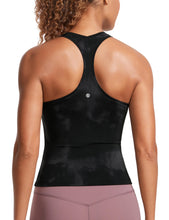 Load image into Gallery viewer, CRZ YOGA Butterluxe Racerback Workout Tank Tops for Women Sleeveless Camisole Gym Athletic Yoga Shirts Black Tie Dye Flowers
