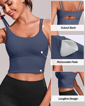 Load image into Gallery viewer, Everrysea Longline Sports Bra for Women Padded Workout Tank Tops Built in Bras Strappy Yoga Corp Top Camisole
