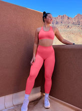 Load image into Gallery viewer, WodoWei Women 2 Piece Workout Outfits Sports Bra Seamless Leggings Yoga Gym Activewear Set (YO610-Red Marl)
