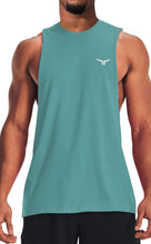 Load image into Gallery viewer, Project Titan Men's Drop Arm Tank Top – Loose Fit Cut Off Sleeveless Gym Shirt for Weightlifting &amp; Training in Teal Green
