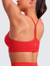 Load image into Gallery viewer, CRZ YOGA Butterluxe Womens Y Back Sports Bra - Padded Racerback Low Impact Spaghetti Thin Strap Workout Yoga Top Deep Red
