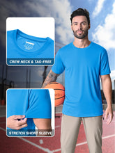 Load image into Gallery viewer, Mens Short Sleeve T Shirts Dry Fit Summer Shirts Ultra Lightweight UV Protection Hiking Shirts Athletic Tshirts Active T-Shirt Azure
