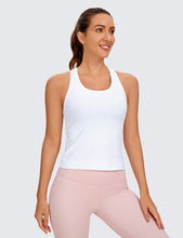 Load image into Gallery viewer, CRZ YOGA Butterluxe Racerback Workout Tank Tops for Women Sleeveless Camisole Gym Athletic Yoga Shirts White
