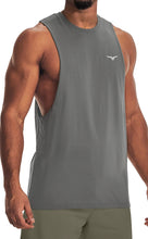 Load image into Gallery viewer, Project Titan Men's Drop Arm Tank Top – Loose Fit Cut Off Sleeveless Gym Shirt for Weightlifting &amp; Training in Steel Grey
